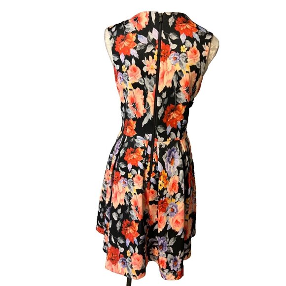 Betsey Johnson Dress 12 Blue Orange Floral Stretch A Line Colorful Career Church - Picture 3 of 6